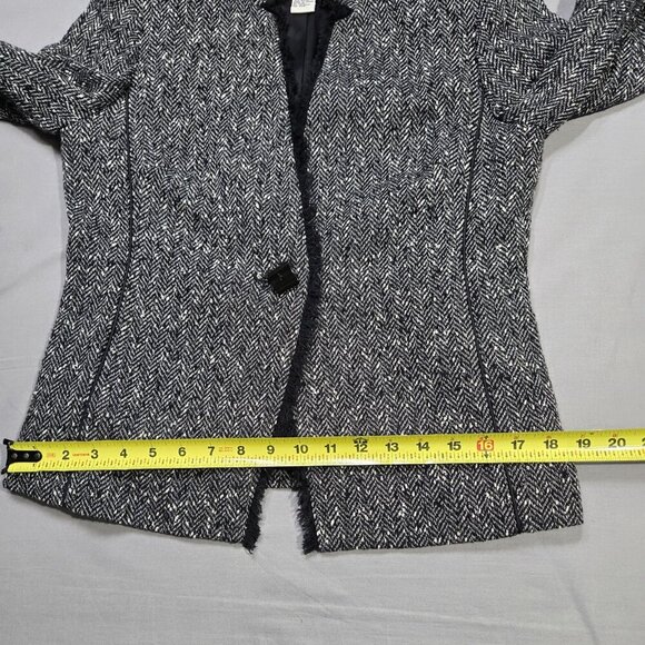 Doncaster Collection Blazer‎ Women's Size 8P Black Tweed Fringe Wool Blend - Picture 12 of 16